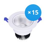 Multipack 15x LED Downlight Round Tiltable 12W 960lm 60D - 930 Warm White | 110mm - Cutout 90mm - UGR <19