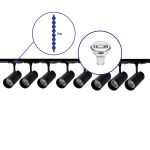 Bright Choice Complete Set 1-Phase Rail 3 Meter Black | incl. 8x Spot + GU10 2700K 3W Dimmable + End Cap, Power Connector and I-Connector