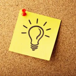 Yellow post-it with light bulb